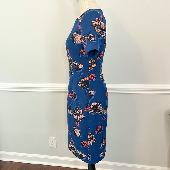 J. Crew Floral Sheath Dress Blue Size 2 - Picture 4 of 9